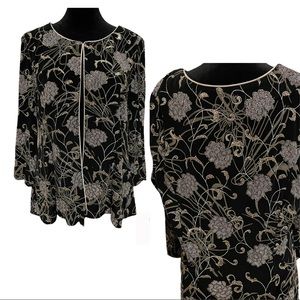 Alex Evenings elegant black and gold evening jacket with clasp closure XL